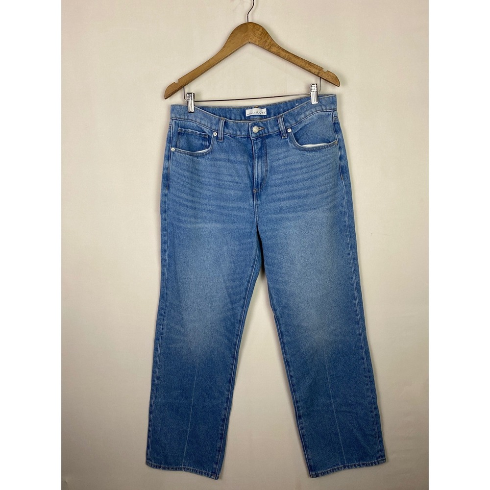 LOFT The Slouchy Boyfriend Jeans Blue Denim Straight Leg Size 30 / 10